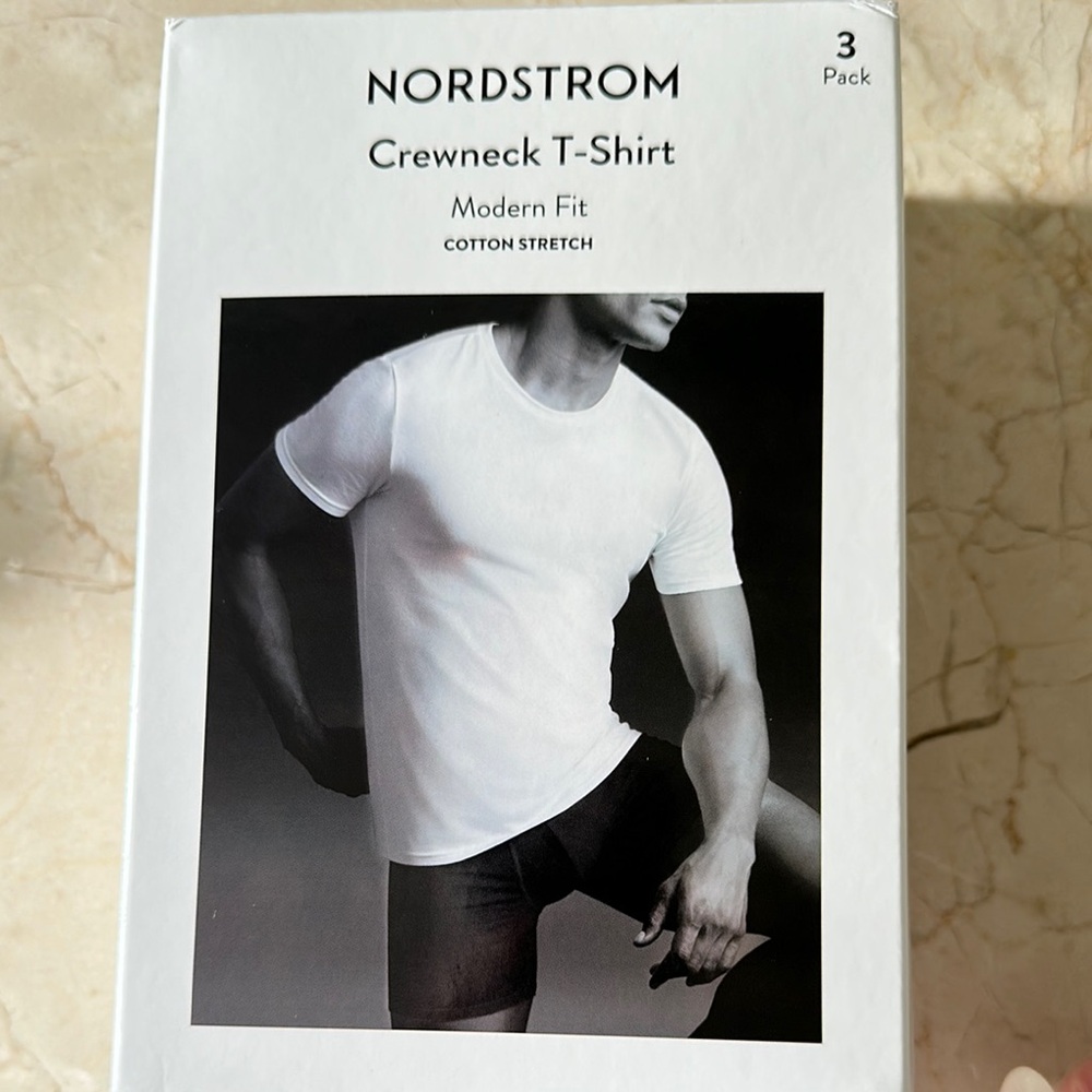 Nordstrom Men’s size S White Crewneck T-Shirt 3-Pack